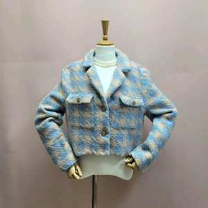 하운드투스체크 포근 금장 반크롭 자켓