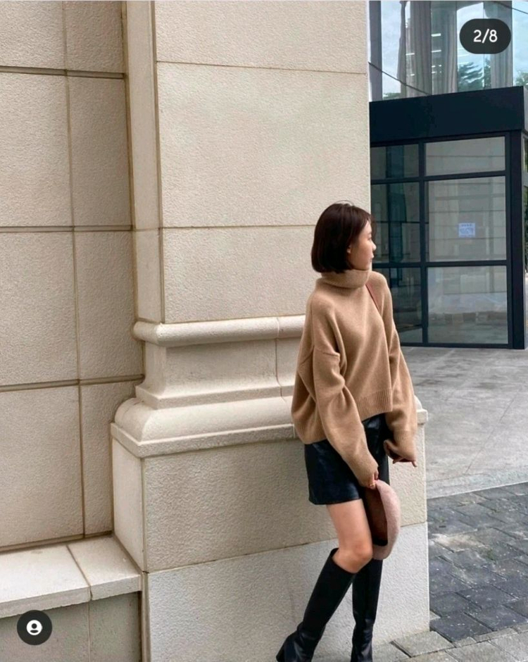 유메르 캐시미어100 터틀넥 니트--2