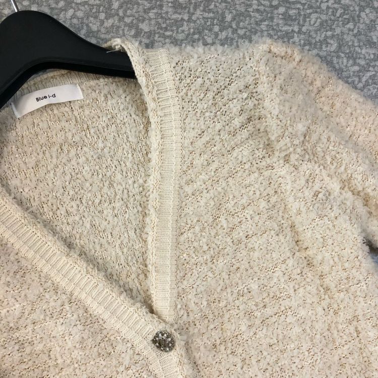 제평 블루아이디 반팔 니트 가디건 올드머니룩 출근룩 부클 i-d--3