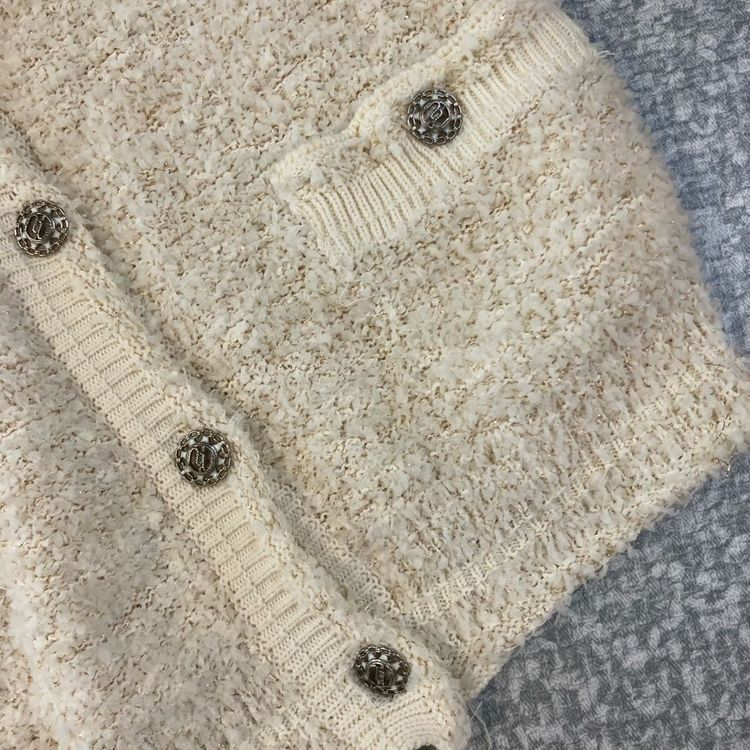 제평 블루아이디 반팔 니트 가디건 올드머니룩 출근룩 부클 i-d--5