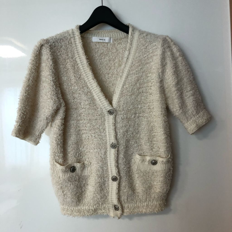 제평 블루아이디 반팔 니트 가디건 올드머니룩 출근룩 부클 i-d--7