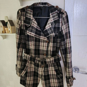 여성 체크롱쟈켓코트