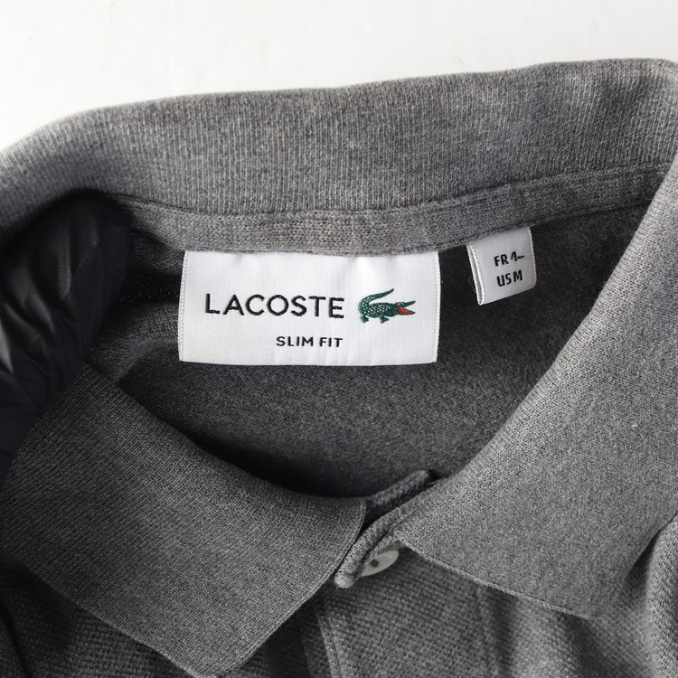 라코스테 그레이 스몰로고 슬림핏 반팔 카라티 폴로 티셔츠 M--4