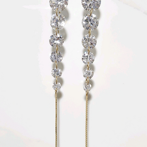 14k 샹들리에 큐빅 드롭 귀걸이