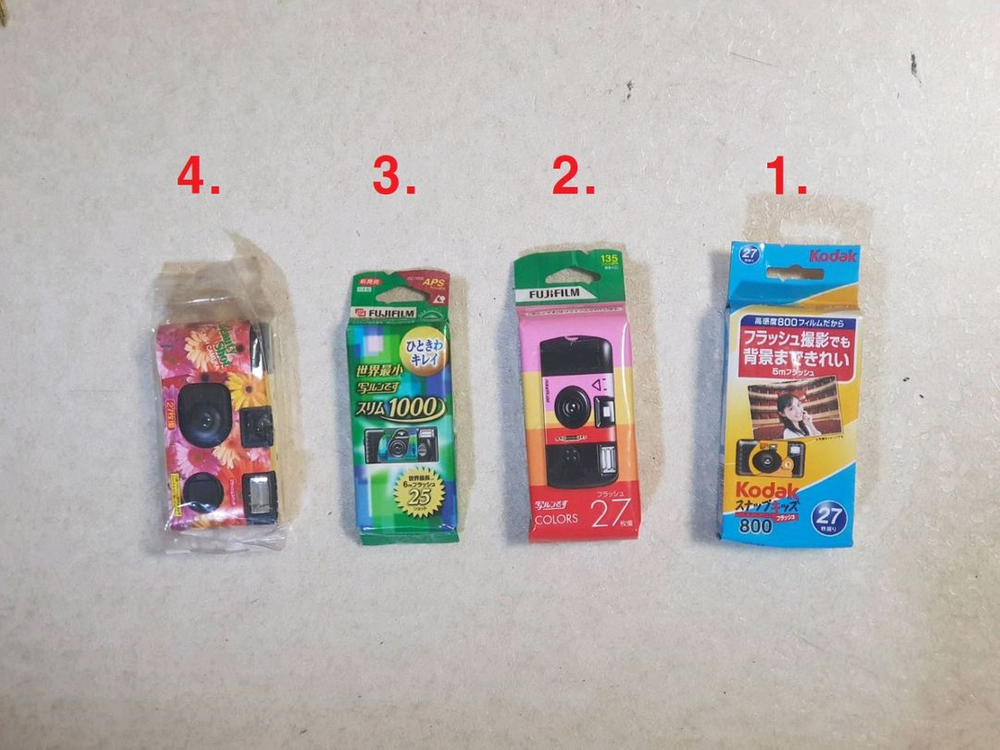 코닥, 후지, 신품 일회용 카메라, ISO 800, 400, 35mm, 135필름, 27판,---2개--2