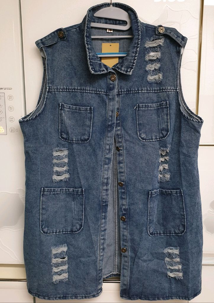 청조끼 빈티지 데님 청 롱조끼 빅사이즈 #새상품#--1