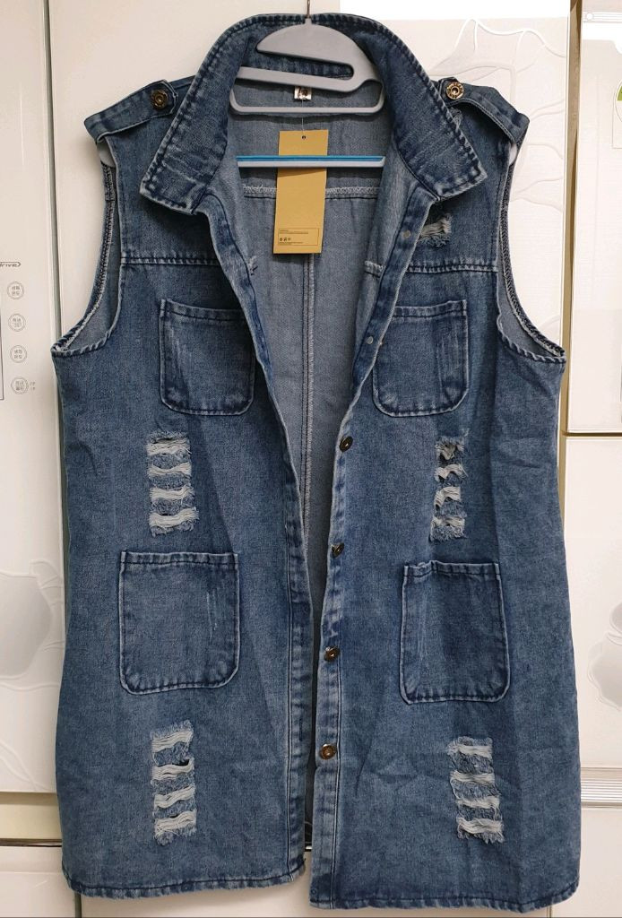 청조끼 빈티지 데님 청 롱조끼 빅사이즈 #새상품#--1