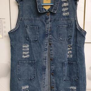 청조끼 빈티지 데님 청 롱조끼 빅사이즈 #새상품#