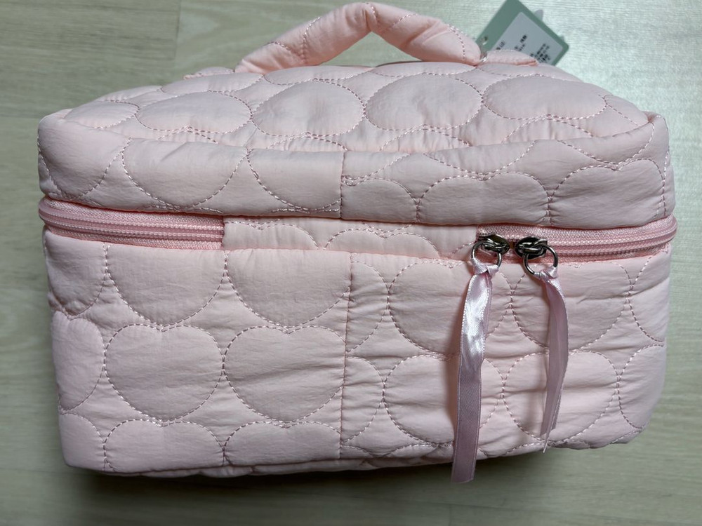 짱구 초코비 와니야마 파우치 핑크 퀼팅 화장품 파우치 가방(새상품) 이미지