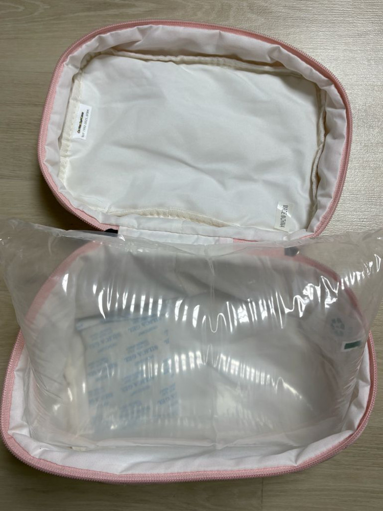 짱구 초코비 와니야마 파우치 핑크 퀼팅 화장품 파우치 가방(새상품) 이미지