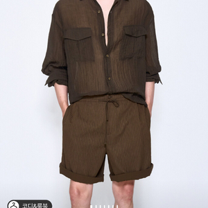 타임옴므 25ss 시어서커 크링클셔츠 브라운100