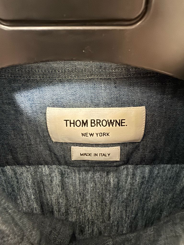 톰브라운 샴브레이 블루 4바 셔츠 1사이즈--1