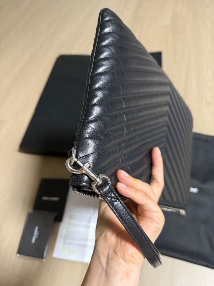 생로랑 클러치 은장 미디움--5