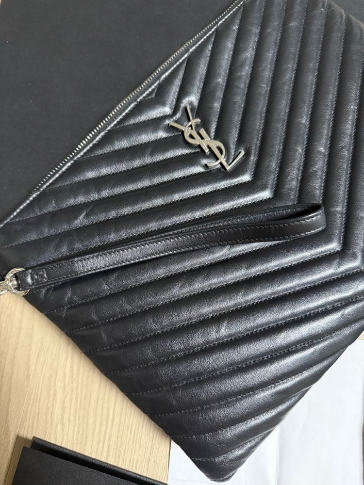 생로랑 클러치 은장 미디움--6