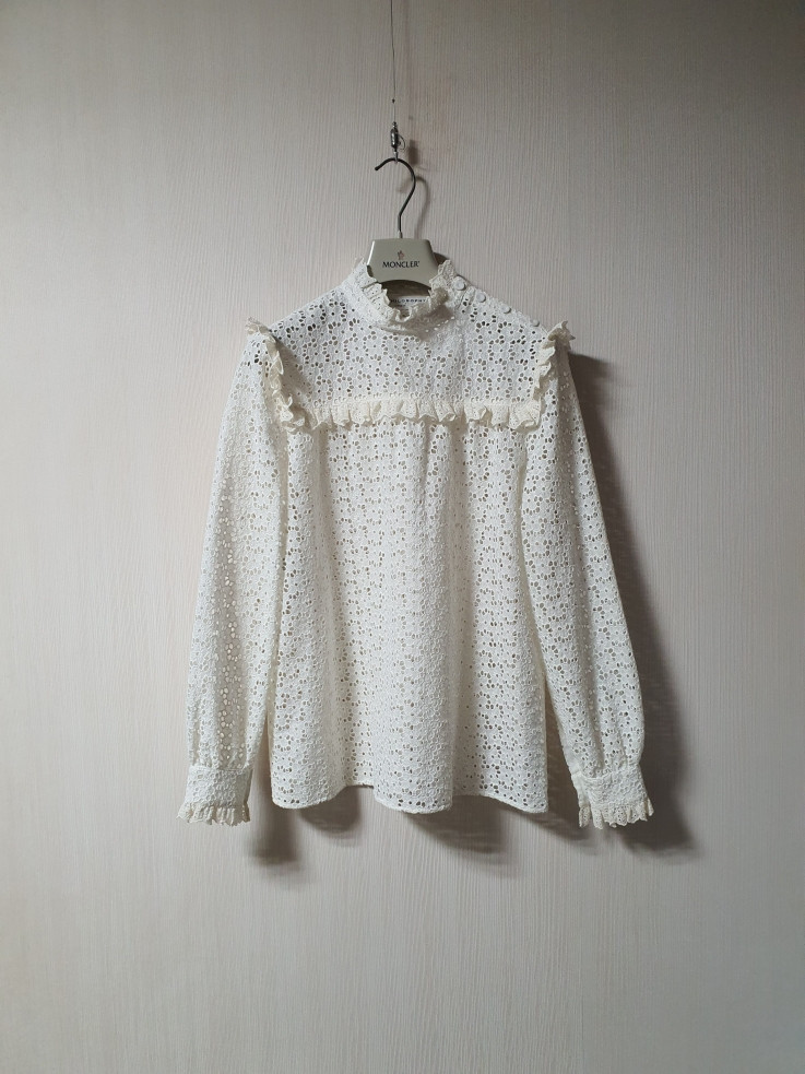 한섬 필로소피 펀칭 레이스 블라우스 55 사이즈 정품--2