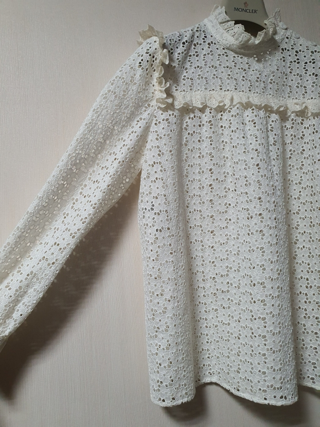 한섬 필로소피 펀칭 레이스 블라우스 55 사이즈 정품--5