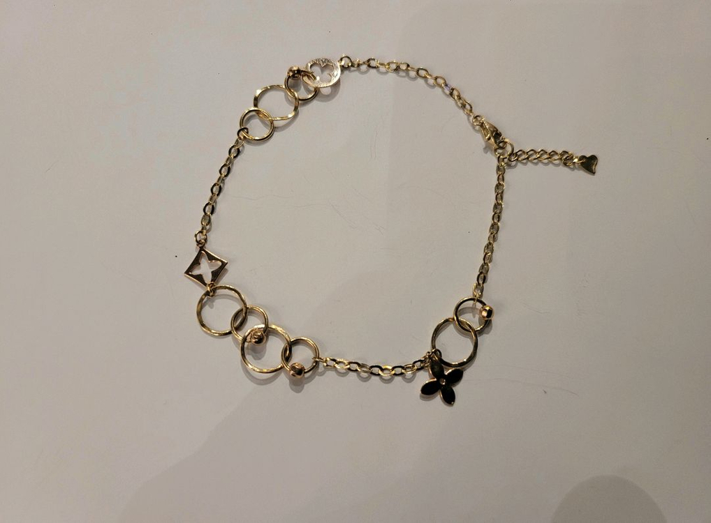 여성)14K 펜던트 체인 발찌--1