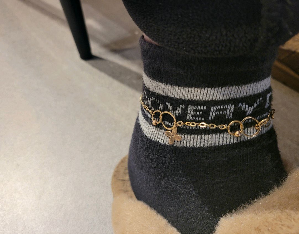 여성)14K 펜던트 체인 발찌--3