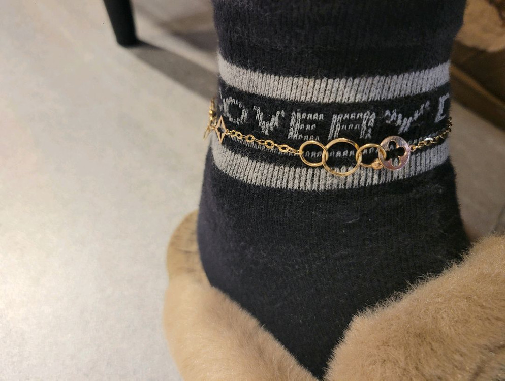 여성)14K 펜던트 체인 발찌--4