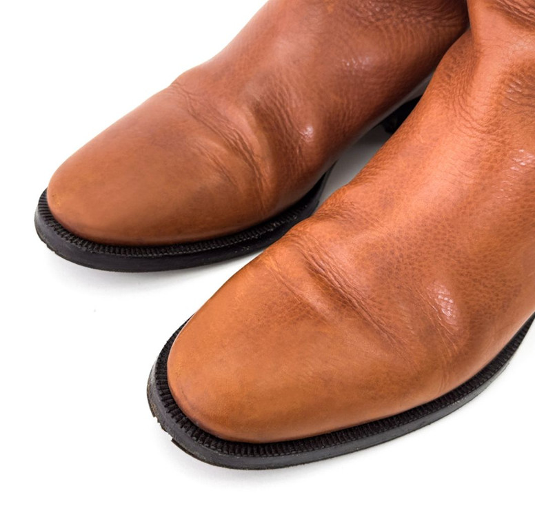 [35] YSL 생로랑 여성 레더 클래식 하이 레그 가죽 롱 부츠 브라운--6