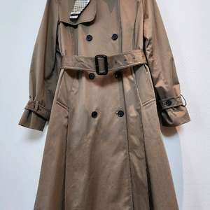 키이스 리오펠레 체크 디테일 개더 주름 트렌치코트 55사이즈 새제품 시나몬브라운컬러