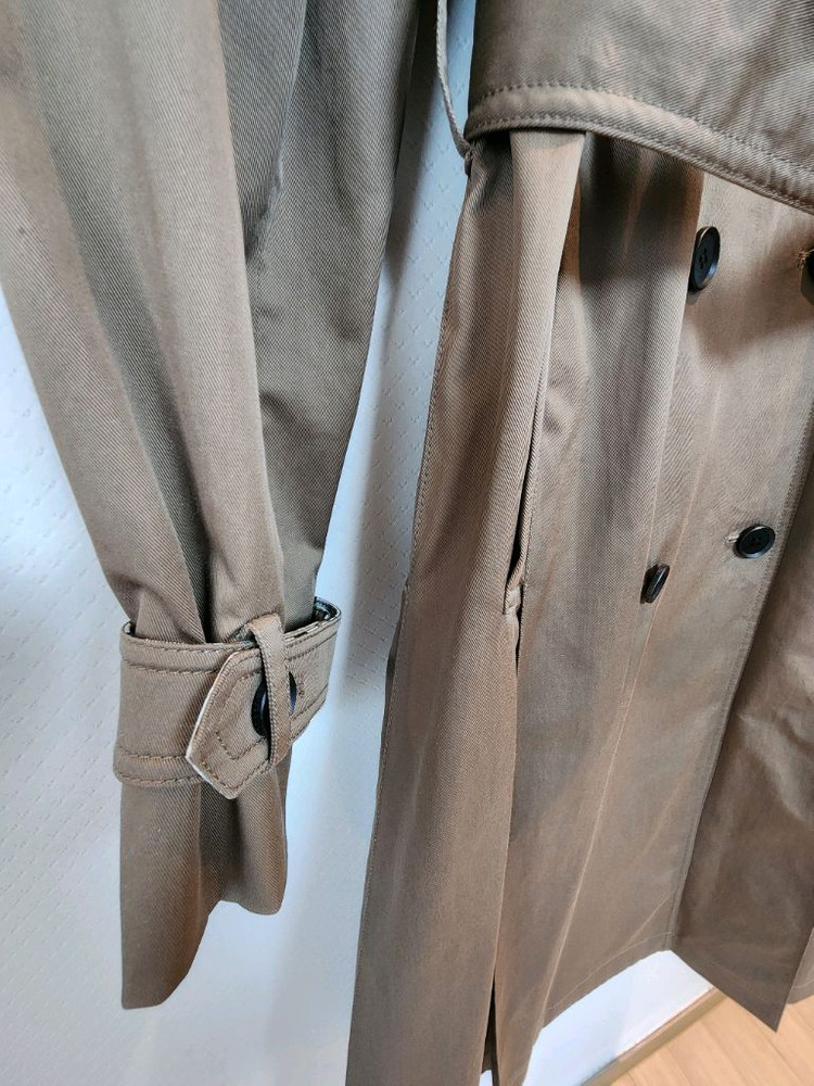 키이스 리오펠레 체크 디테일 개더 주름 트렌치코트 55사이즈 새제품 시나몬브라운컬러--3