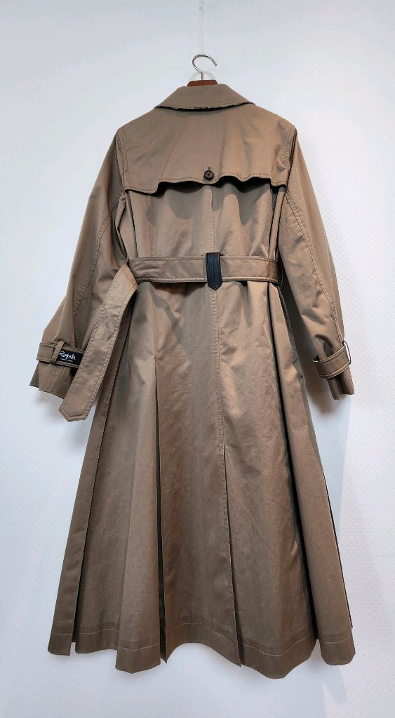 키이스 리오펠레 체크 디테일 개더 주름 트렌치코트 55사이즈 새제품 시나몬브라운컬러--4