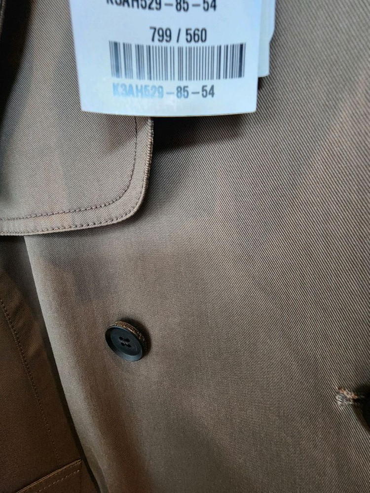 키이스 리오펠레 체크 디테일 개더 주름 트렌치코트 55사이즈 새제품 시나몬브라운컬러--6