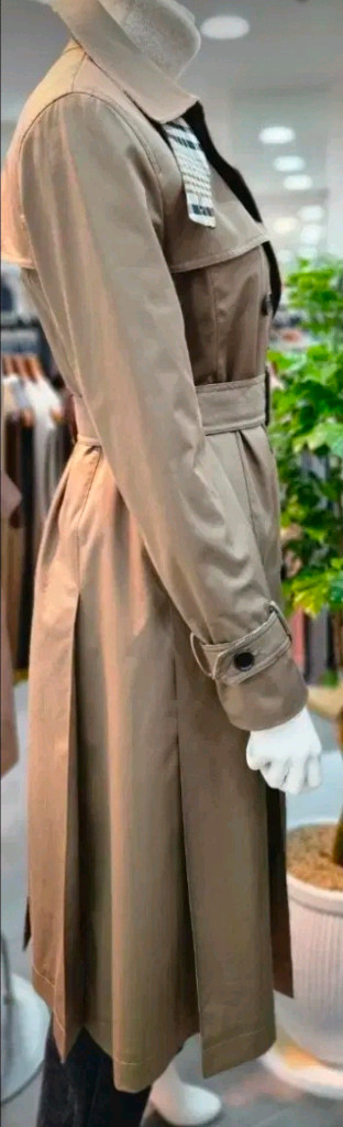 키이스 리오펠레 체크 디테일 개더 주름 트렌치코트 55사이즈 새제품 시나몬브라운컬러--8