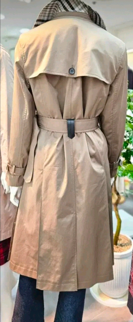 키이스 리오펠레 체크 디테일 개더 주름 트렌치코트 55사이즈 새제품 시나몬브라운컬러--9