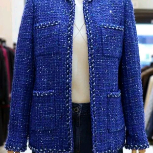 아이잗바바 글리터 스팽글장식 트위드 자켓 66사이즈 새제품 딥블루컬러