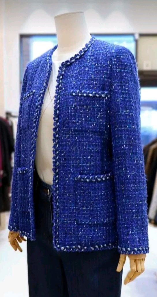 아이잗바바 글리터 스팽글장식 트위드 자켓 66사이즈 새제품 딥블루컬러--2