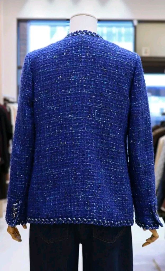 아이잗바바 글리터 스팽글장식 트위드 자켓 66사이즈 새제품 딥블루컬러--3