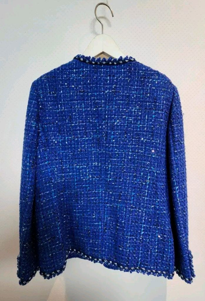 아이잗바바 글리터 스팽글장식 트위드 자켓 66사이즈 새제품 딥블루컬러--6