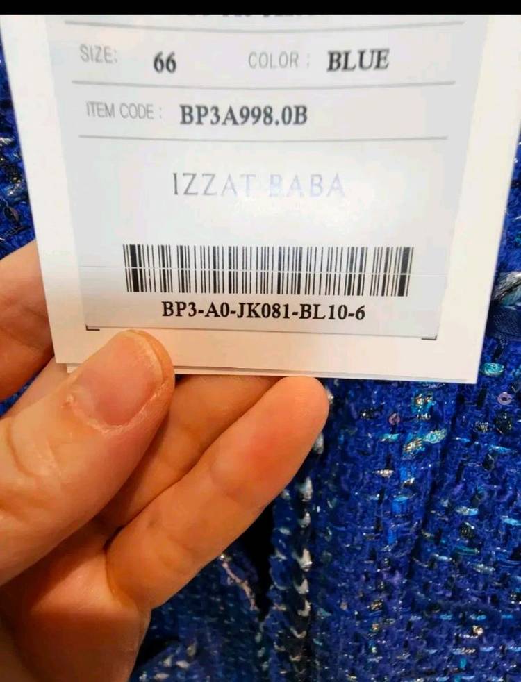 아이잗바바 글리터 스팽글장식 트위드 자켓 66사이즈 새제품 딥블루컬러--9