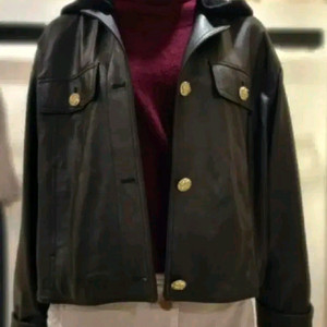 아이잗바바 양가죽 후드 허리스트링 자켓 55사이즈 새제품 블랙컬러