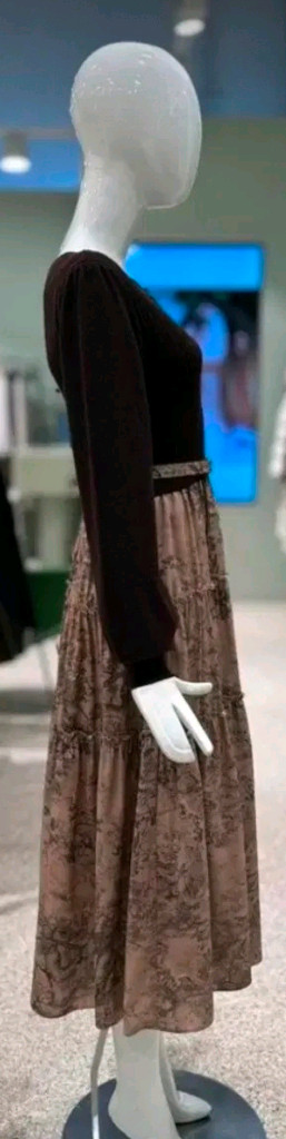 듀엘 입술라인 니트 배색 나염 프릴장식 원피스 55사이즈 새제품--1