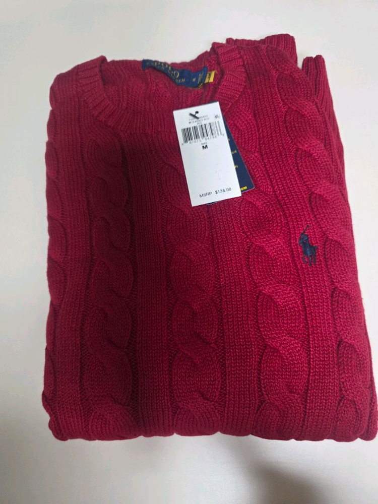 폴로 랄프로렌 맨즈 케이블 니트 코튼 스웨터 M 새상품 (QR정품인증가능한 텍)--1