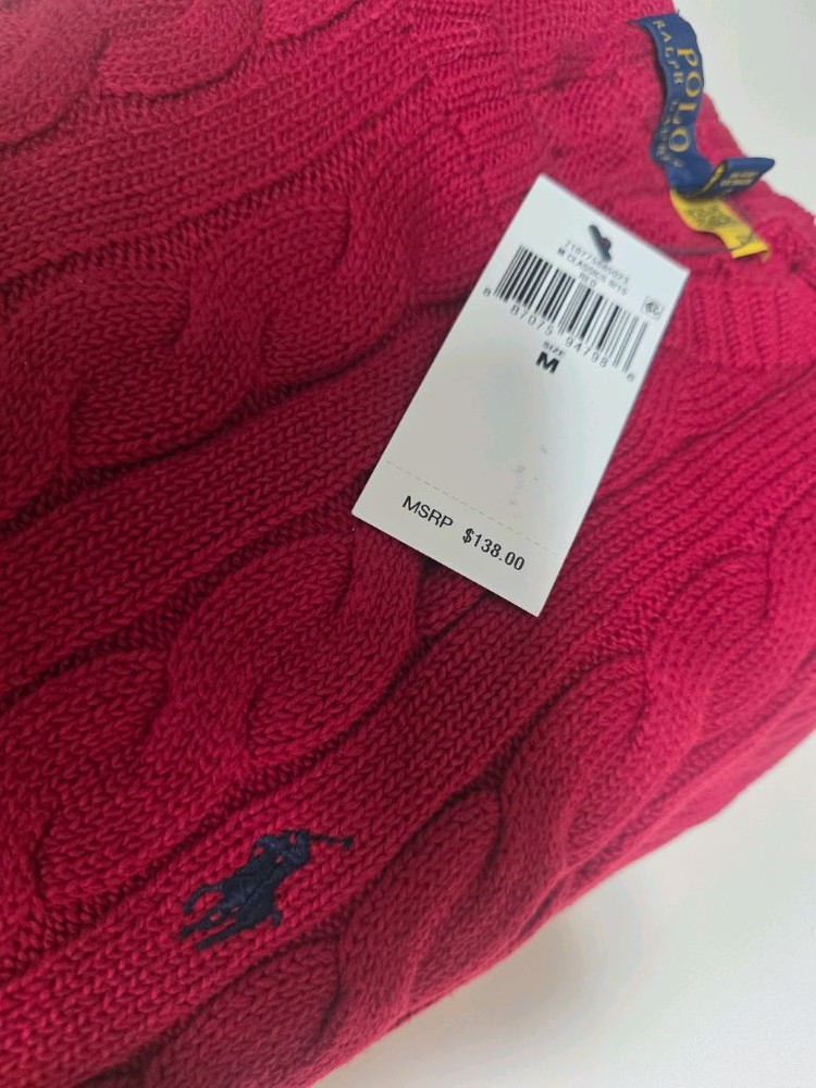 폴로 랄프로렌 맨즈 케이블 니트 코튼 스웨터 M 새상품 (QR정품인증가능한 텍)--4