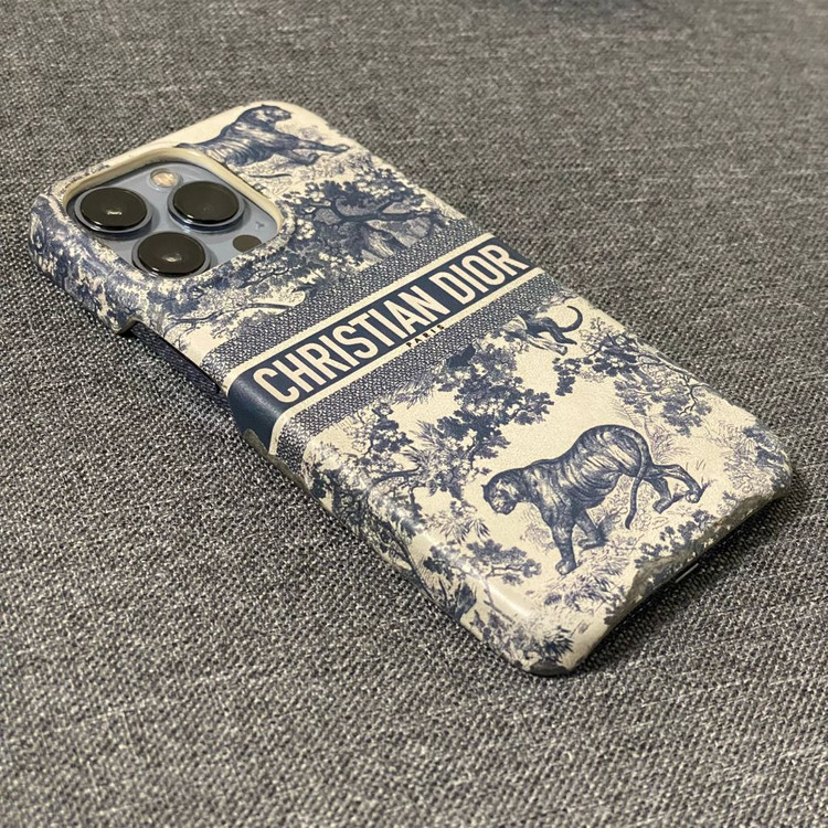 디올 정품 아이폰 13 프로 뜨왈 드 주이 양가죽 맥세이프 케이스--1