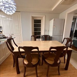 원목 식탁 의자 세트 (천연 대리석 이태리)