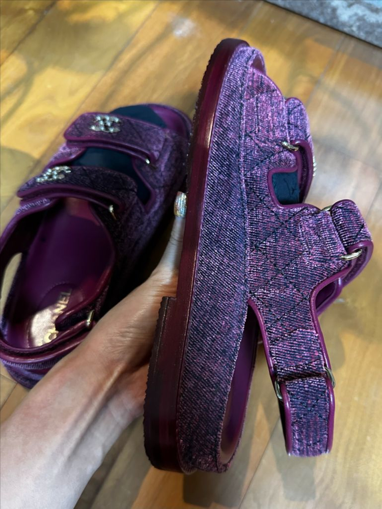 샤넬 공방 벨크로 샌들 35사이즈--7