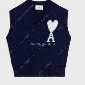 아미 AMI 빅 하트 인타르시아 슬리브리스 베스트 네이비 L사이즈