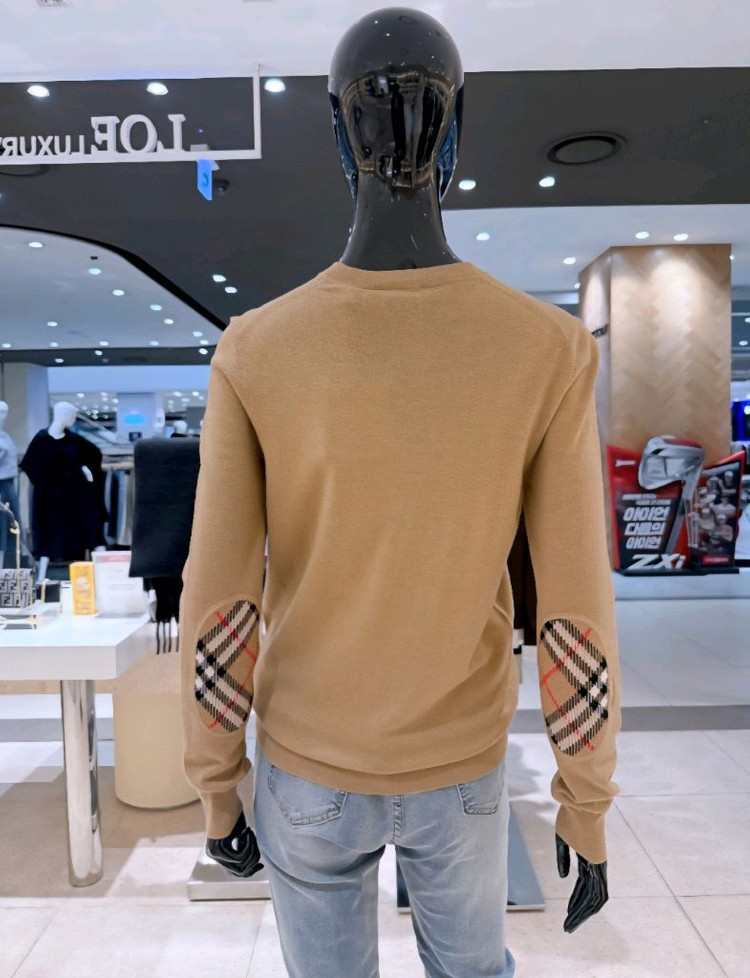 버버리 신형 체크 패치 메리노 울 스웨터 베이지 M--2