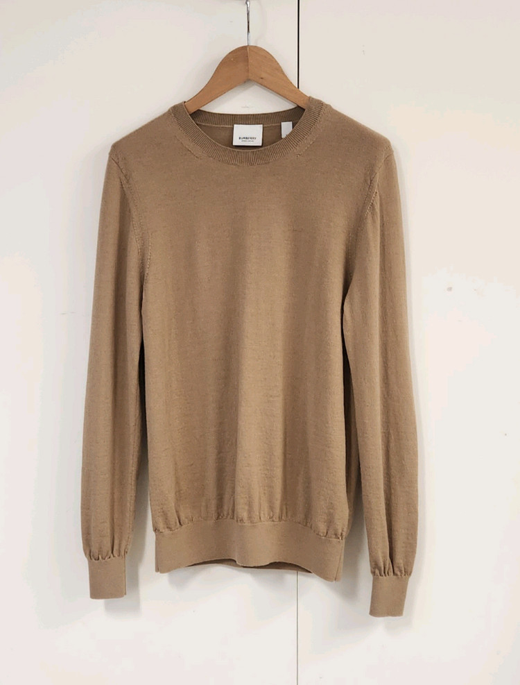 버버리 신형 체크 패치 메리노 울 스웨터 베이지 M--3