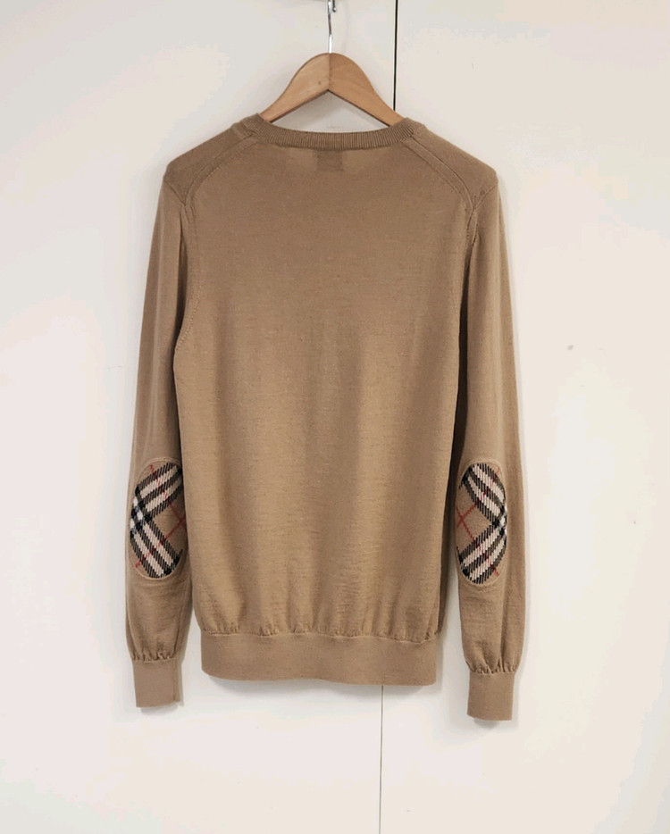 버버리 신형 체크 패치 메리노 울 스웨터 베이지 M--4