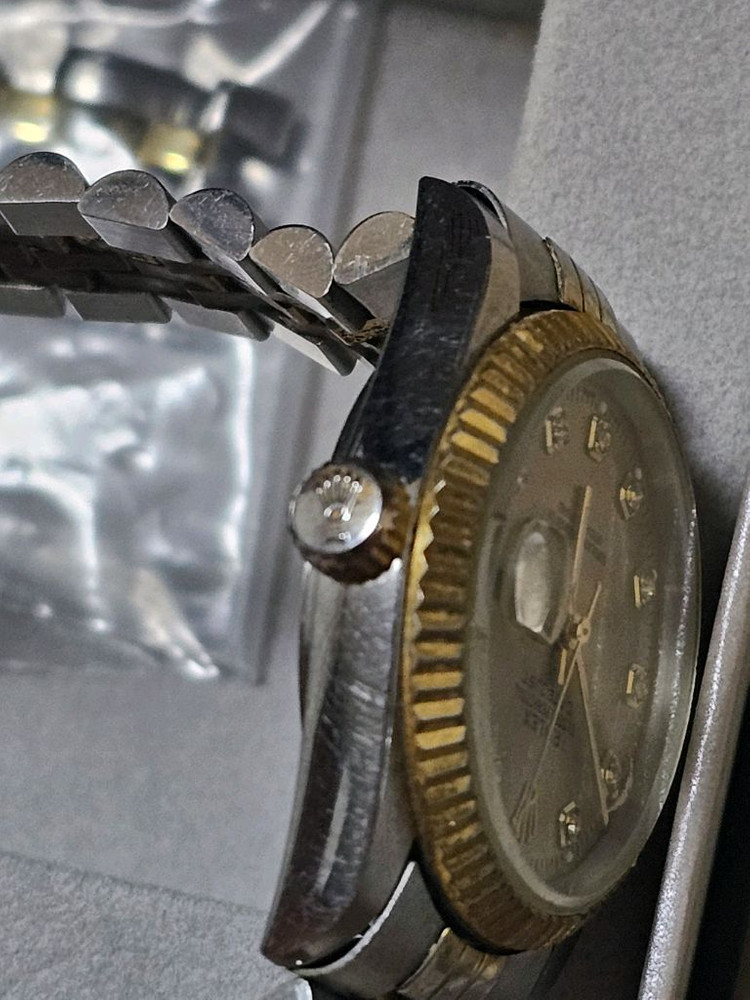 ROLEX 롤렉스 16233 오이스터퍼페츄얼 데이저스트 옐로골드 콤비 18K시계 36mm 샴페인 텐포인트 다이아몬드 이미지