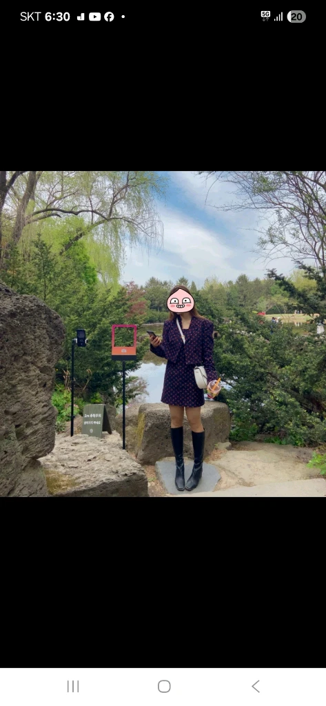 인스턴트펑크 코듀로이 미니 원피스 자켓 셋업 - 네이비플라워 이미지