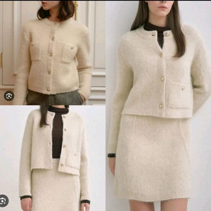 라운드넥 심플 크롭 니트 가디건 44 55 Free