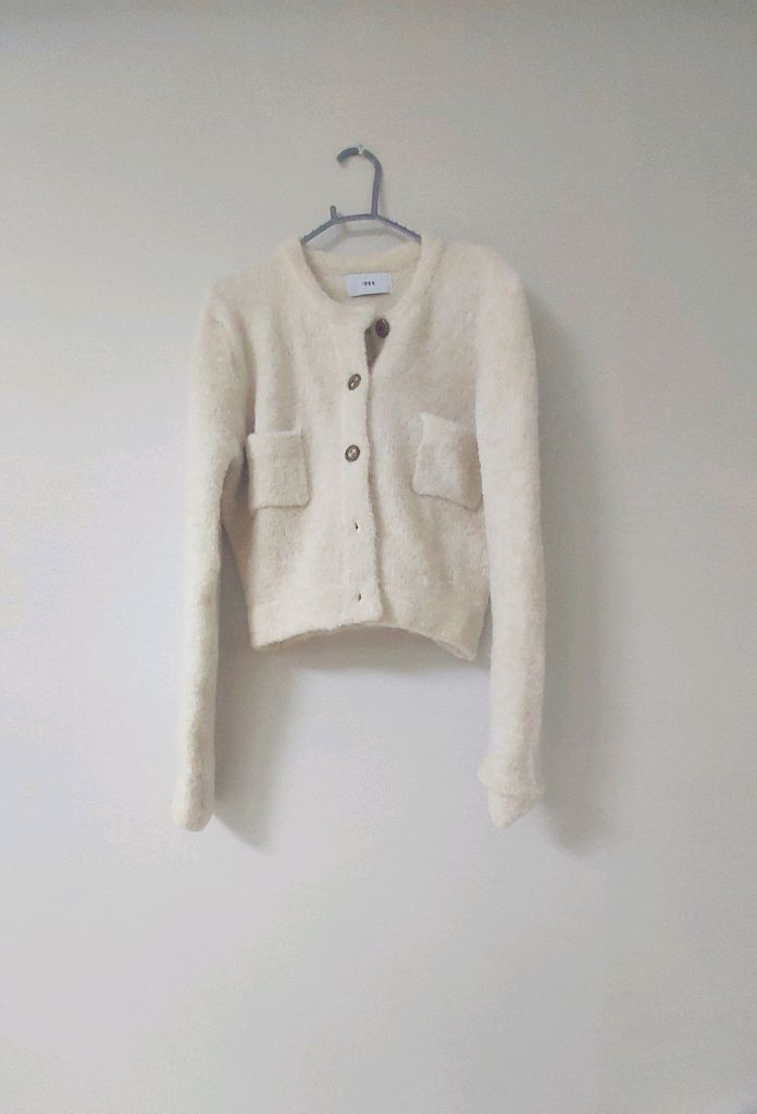 라운드넥 심플 크롭 니트 가디건 44 55 Free--1